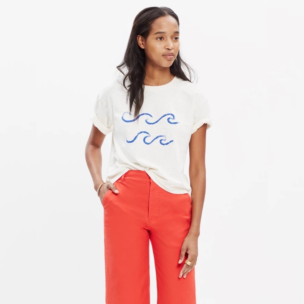 Madewell Women's Waves Crewneck Short Sleeve Graphic Tee XS